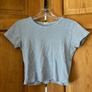 John Galt Cropped Baby Tee Blue Striped One Size